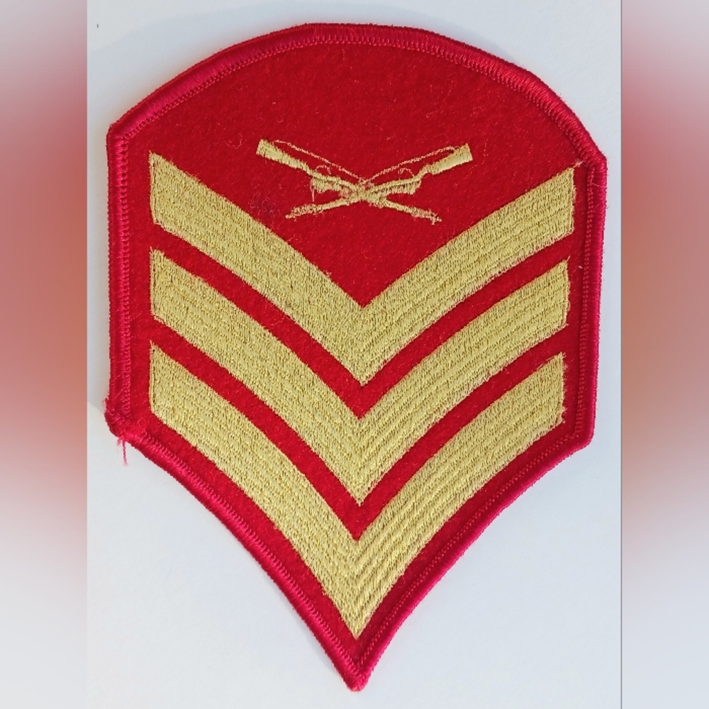 Military Patch Badge USMC Sergeant Color Variant Red Border Vintage New NOS